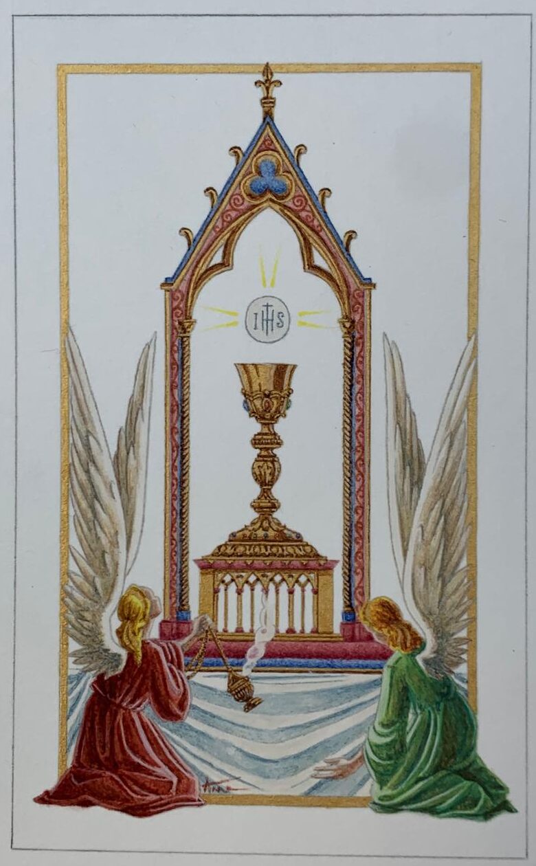 Une communion, un calice et deux anges